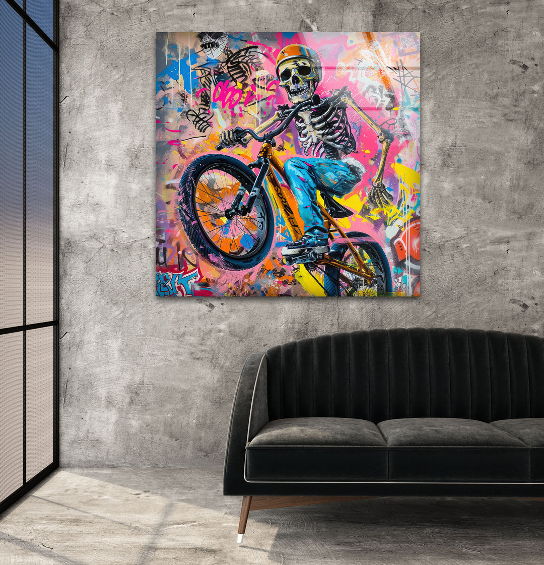 Skeleton Colorful Painting Glass Photo Prints & Cool Abstract