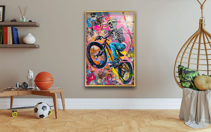 Skeleton Colorful Painting Cool Art Prints & Tempered Glass Art