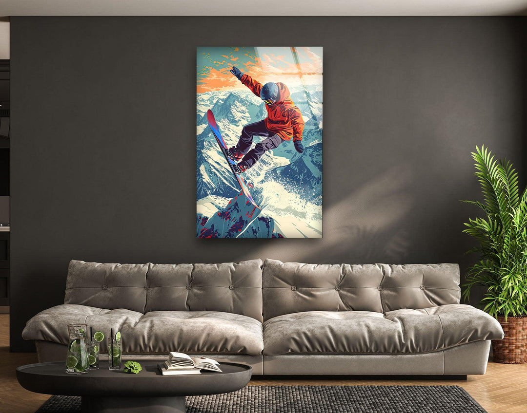 Snowboarding Man Glass Wall Art art glass wall art, glass wall art pictures
