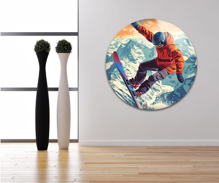 Snowboarding Man Glass Wall Art glass photo prints, glass picture prints
