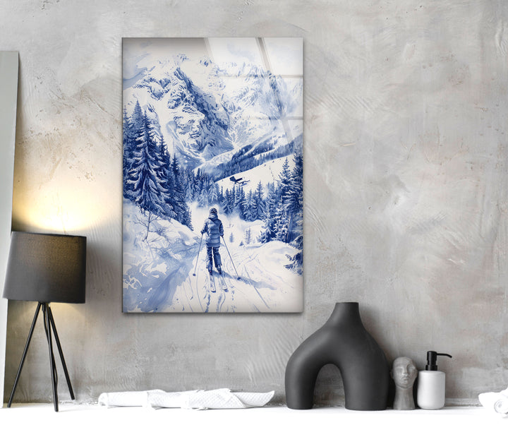 Mountain Skiing Glass Wall Art large glass photo prints, glass wall photos