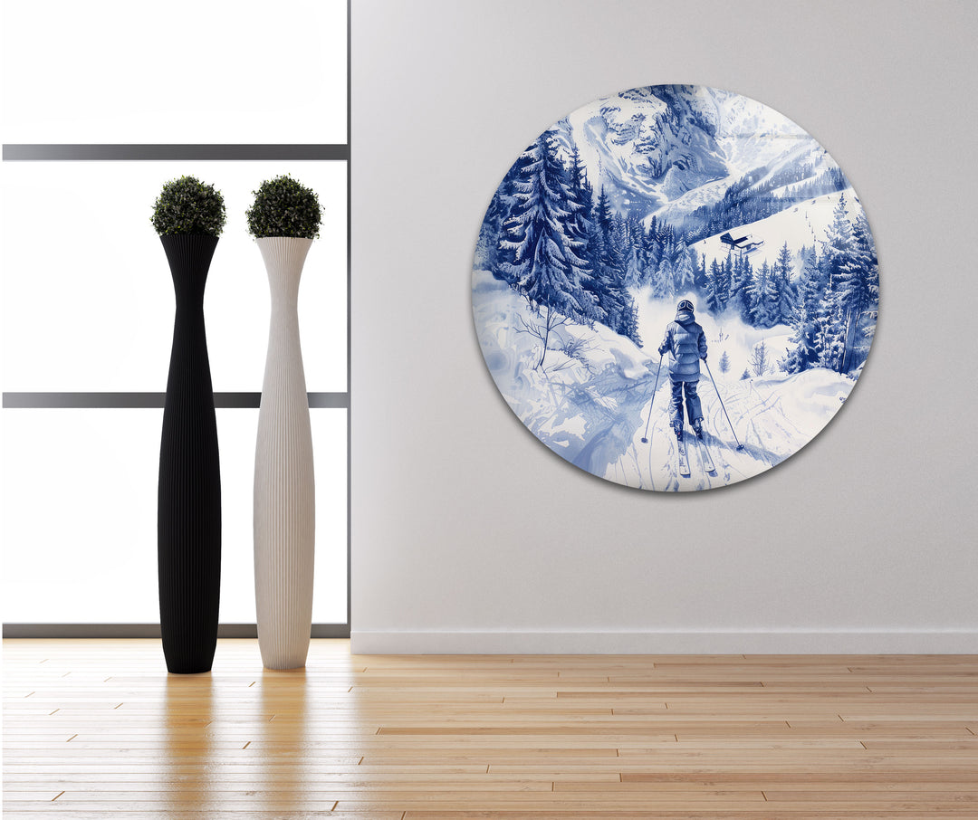 Mountain Skiing Glass Wall Art custom glass photo prints, large glass prints