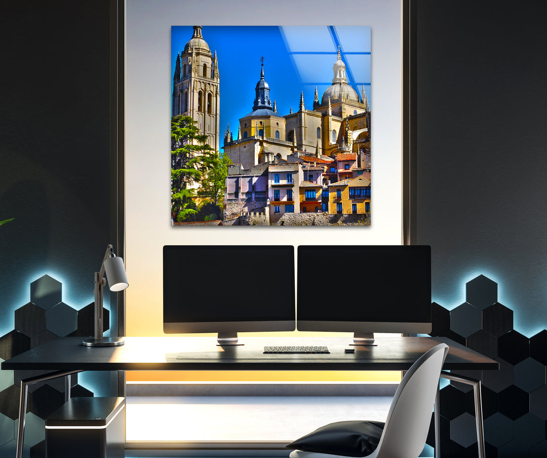 Toledo Cathedral Glass Wall Art – Majestic Spanish Landmark with Historic Architecture