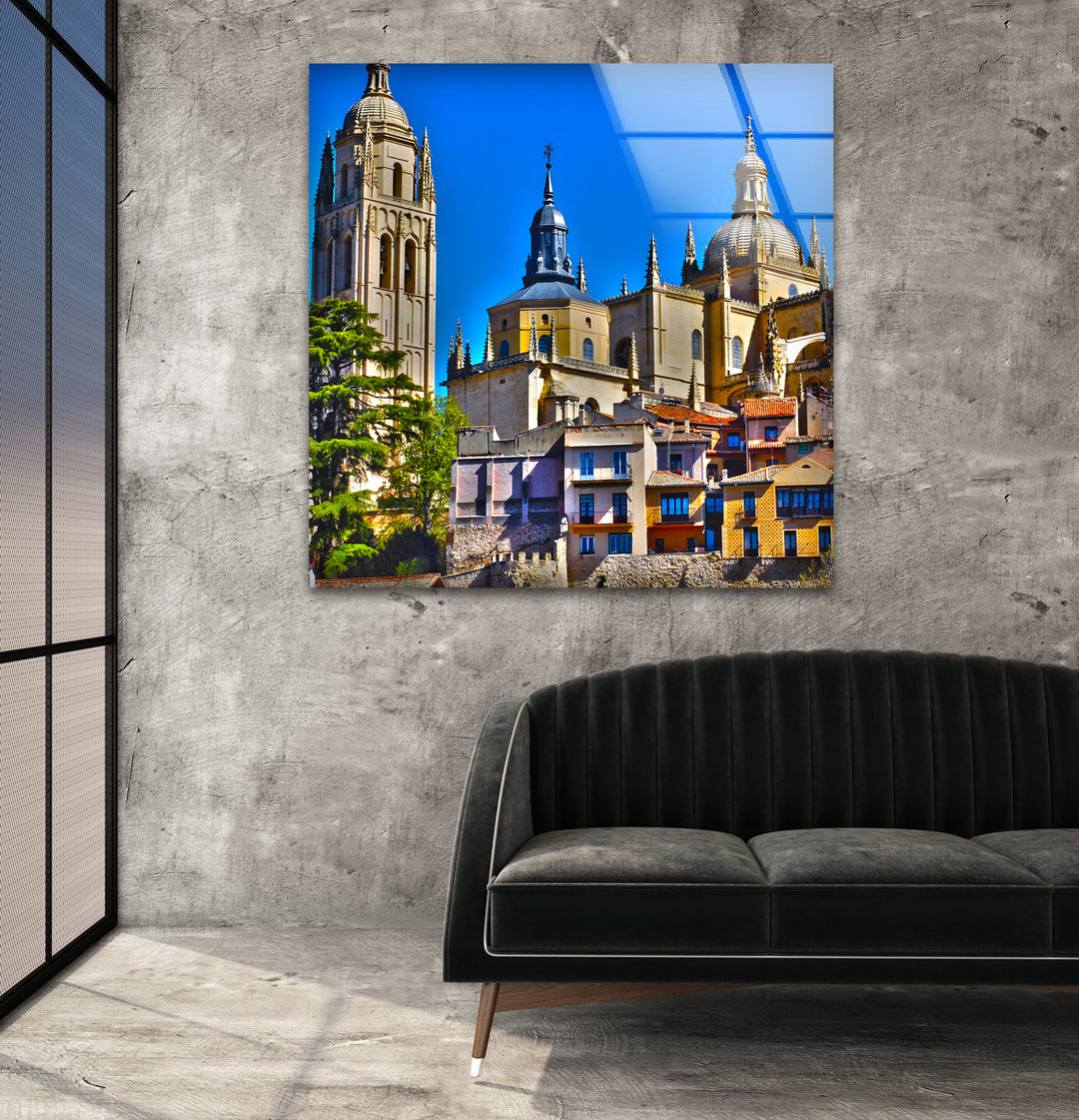 Toledo Cathedral Glass Wall Art – Majestic Spanish Landmark with Historic Architecture