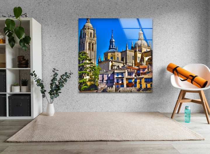 Toledo Cathedral Glass Wall Art – Majestic Spanish Landmark with Historic Architecture