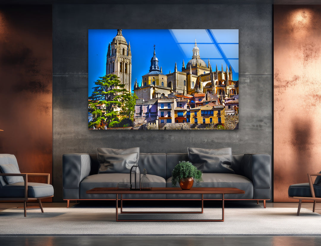 Toledo Cathedral Glass Wall Art – Majestic Spanish Landmark with Historic Architecture