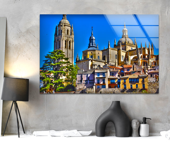 Toledo Cathedral Glass Wall Art – Majestic Spanish Landmark with Historic Architecture