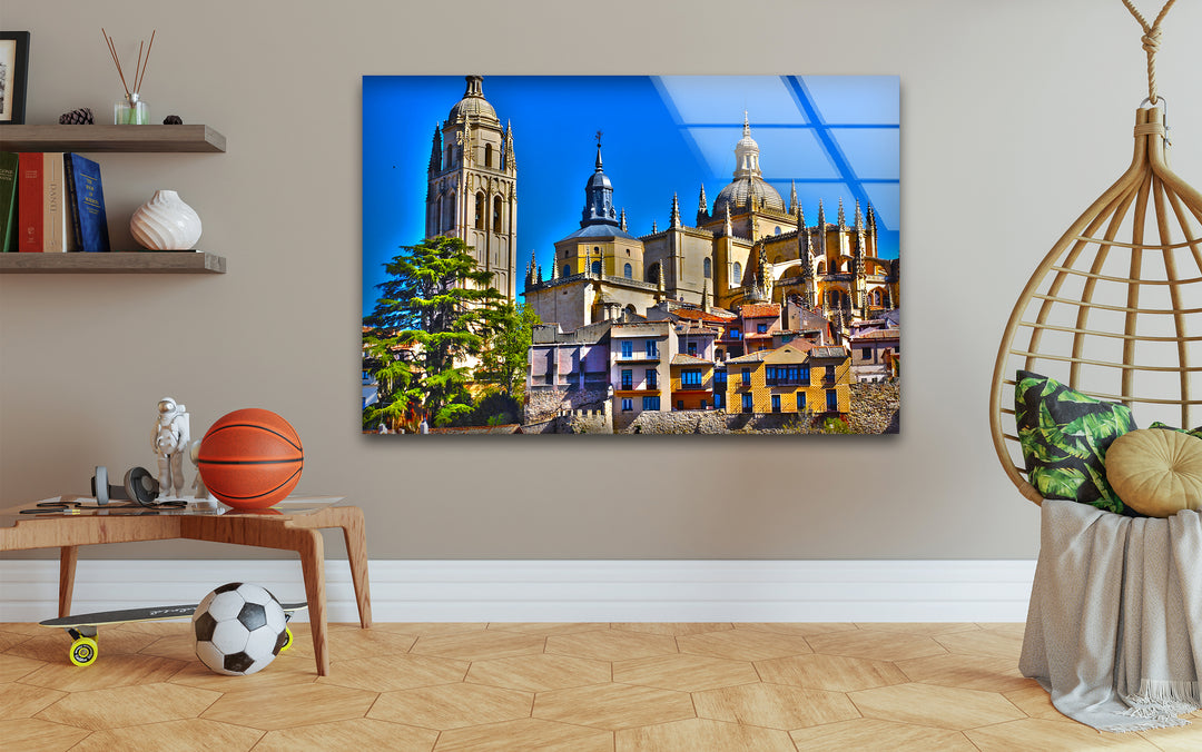 Toledo Cathedral Glass Wall Art – Majestic Spanish Landmark with Historic Architecture