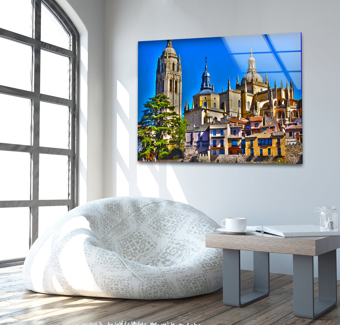 Toledo Cathedral Glass Wall Art – Majestic Spanish Landmark with Historic Architecture