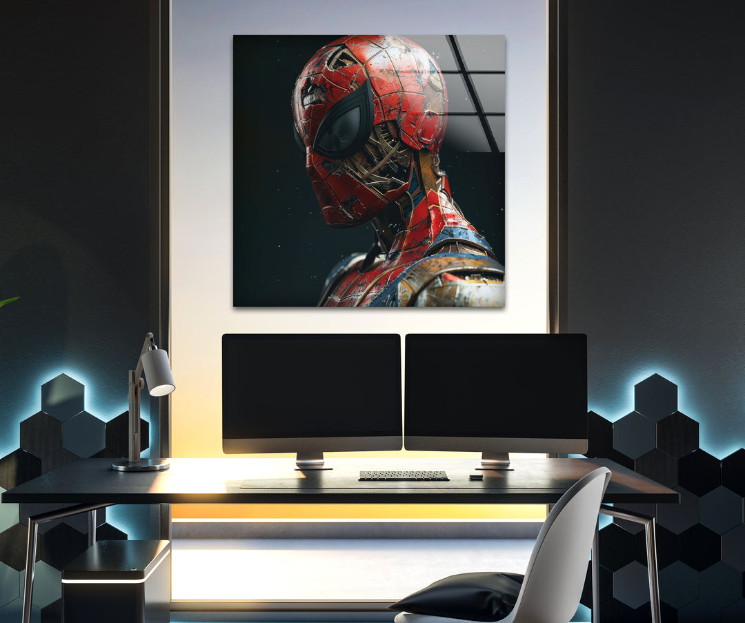 Spider Man is Made of Gundam Glass Wall Art art glass wall art, glass wall art pictures
