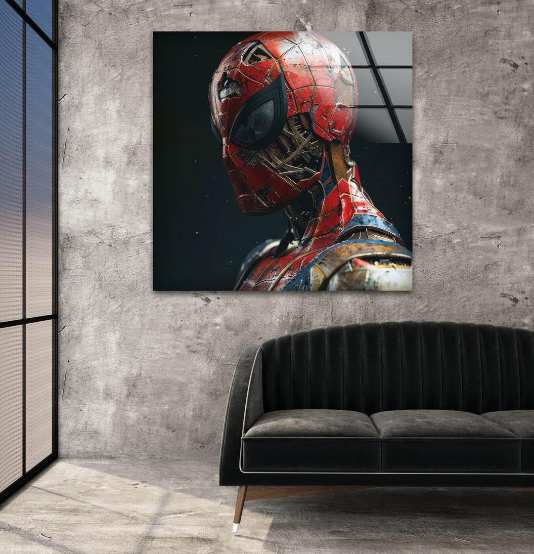 Spider Man is Made of Gundam Glass Wall Art stained glass wall art, stained glass wall decor
