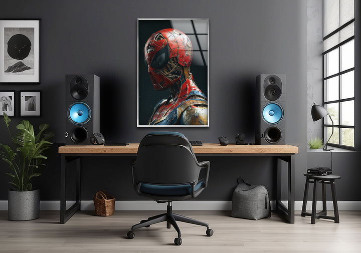 Spider Man is Made of Gundam Glass Wall Art Glass Printing Wall Art, Print photos on glass
 