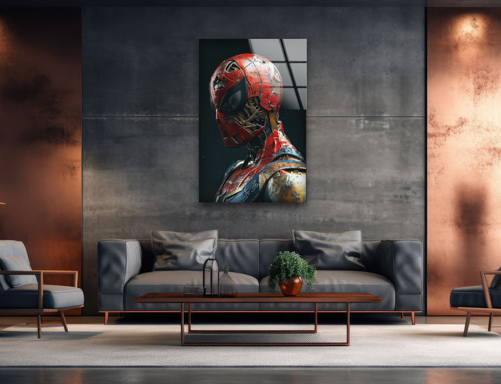 Spider Man is Made of Gundam Glass Wall Art custom glass pictures, glass art prints
