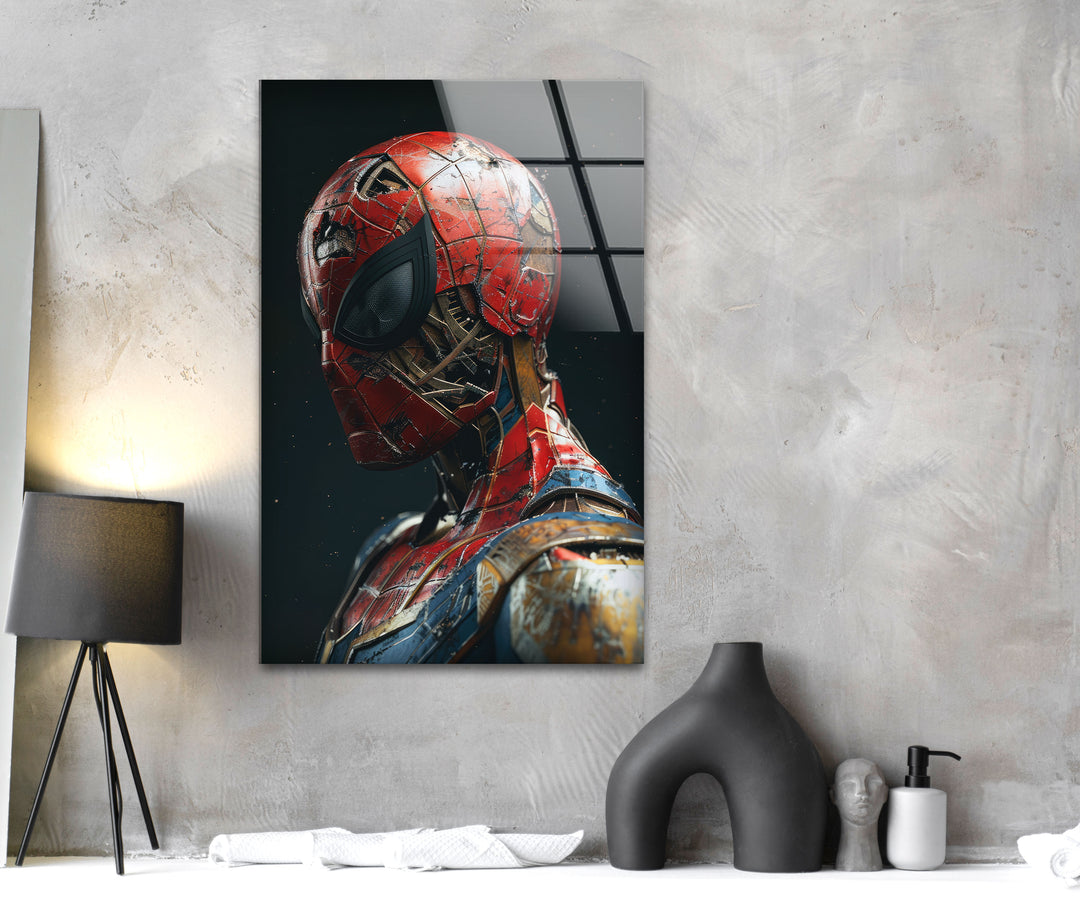 Spider Man is Made of Gundam Glass Wall Art large glass photo prints, glass wall photos
