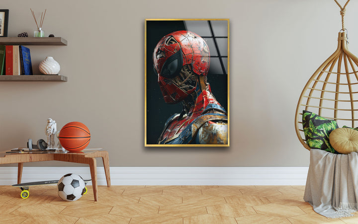 Spider Man is Made of Gundam Glass Wall Art glass photo prints, glass picture prints
