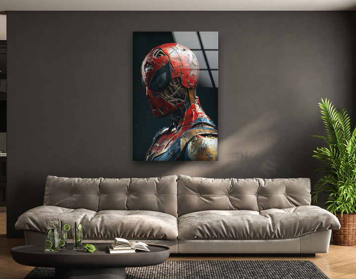 Spider Man is Made of Gundam Glass Wall Art glass pictures for Wall, glass prints wall art
