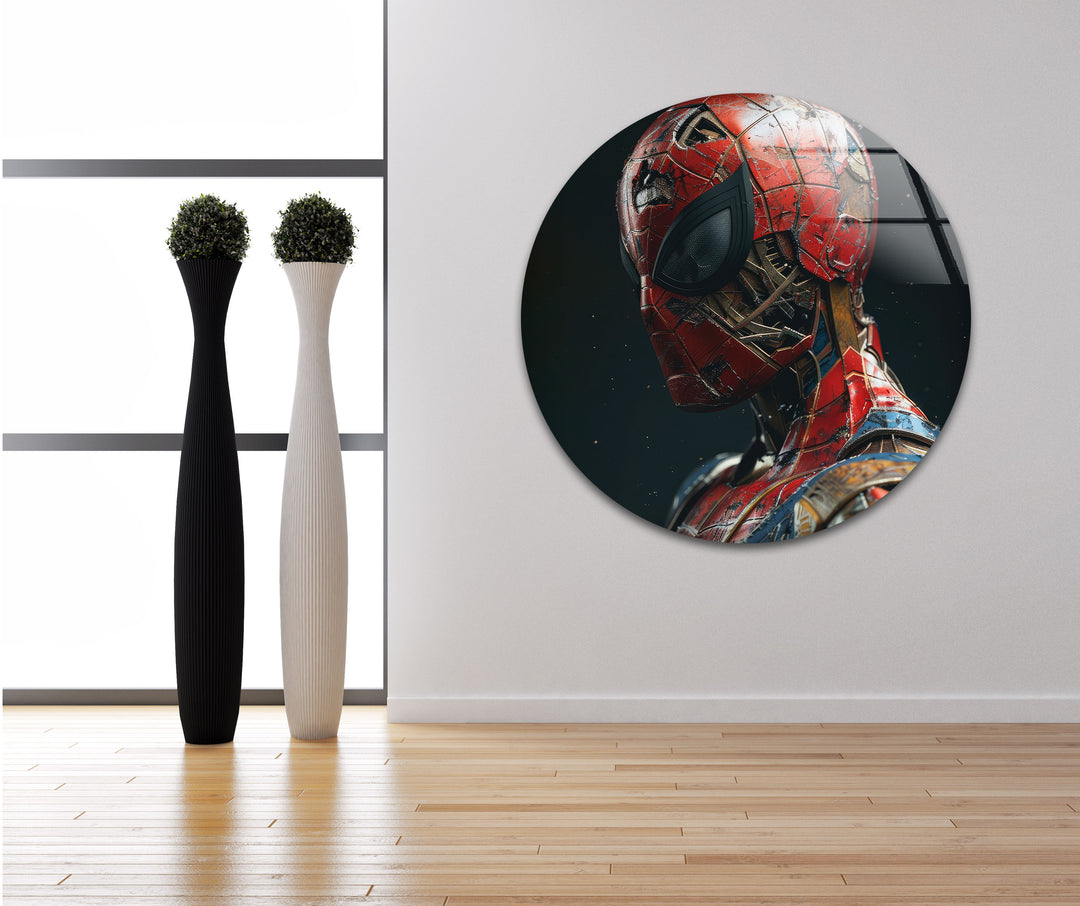 Spider Man is Made of Gundam Glass Wall Art glass image printing, glass prints from photos
