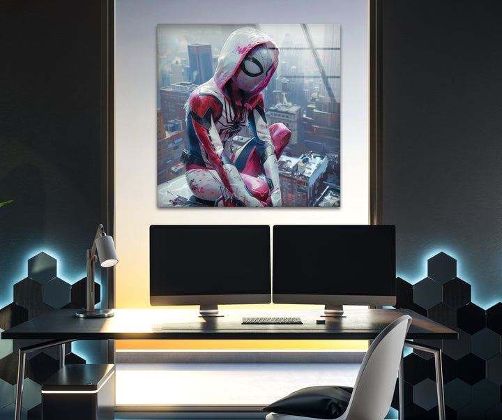 Female Spidersona Gwen Photographs on Glass for Decor