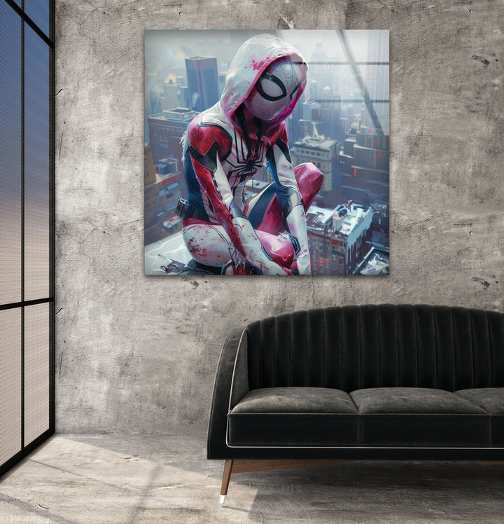 Female Spidersona Gwen Tempered Glass Wall Art for Living