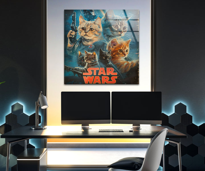 Star Wars Cats Glass Wall Art custom glass pictures, glass art prints
