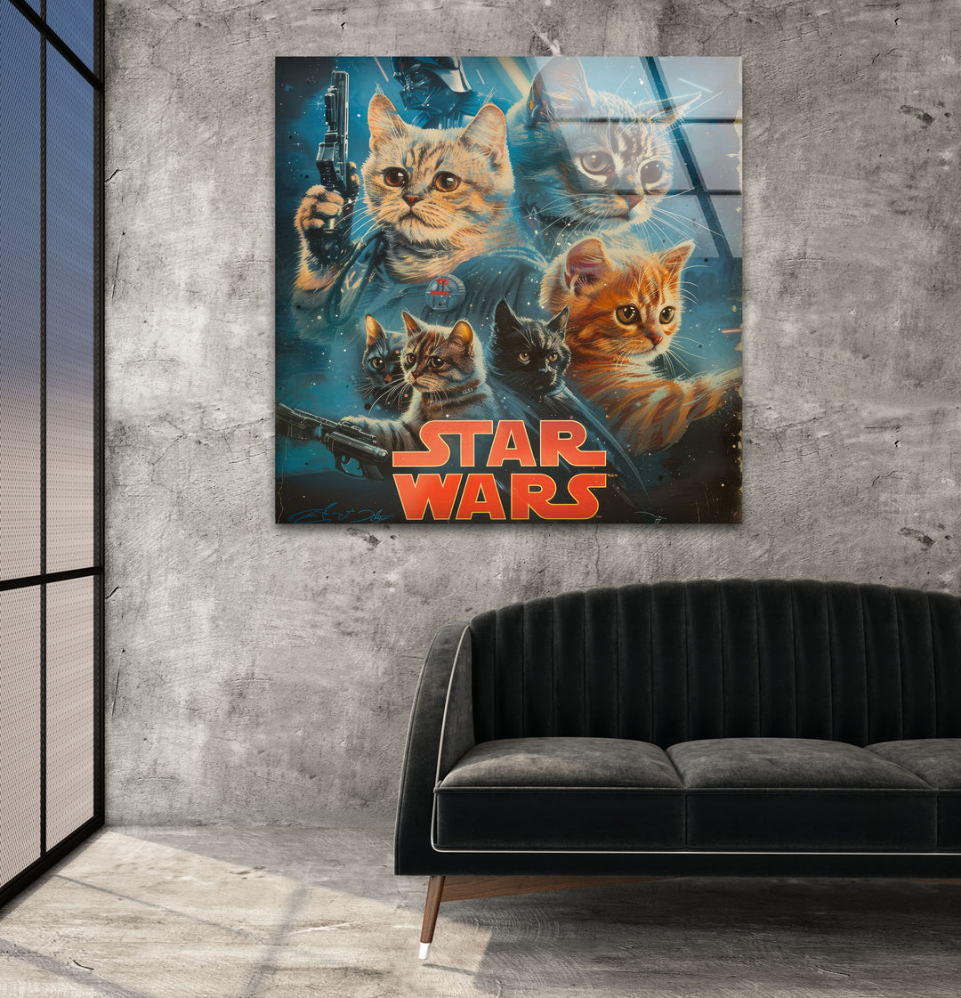 Star Wars Cats Glass Wall Art custom glass photo prints, large glass prints
