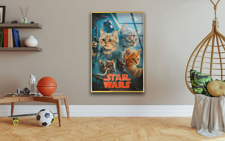 Star Wars Cats Glass Wall Art photo print on glass, prints on glass wall art
