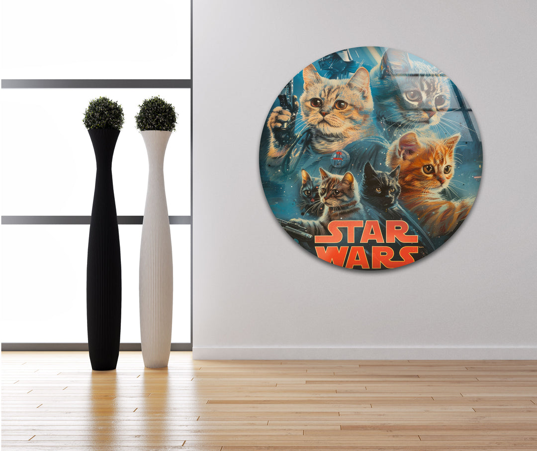 Star Wars Cats Glass Wall Art picture on glass wall art, photos printed on glass
