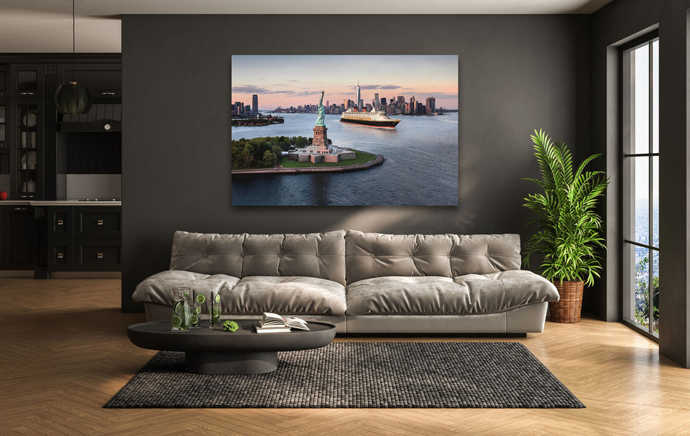 Statue of Liberty: Iconic New York City View on Glass Wall Art
