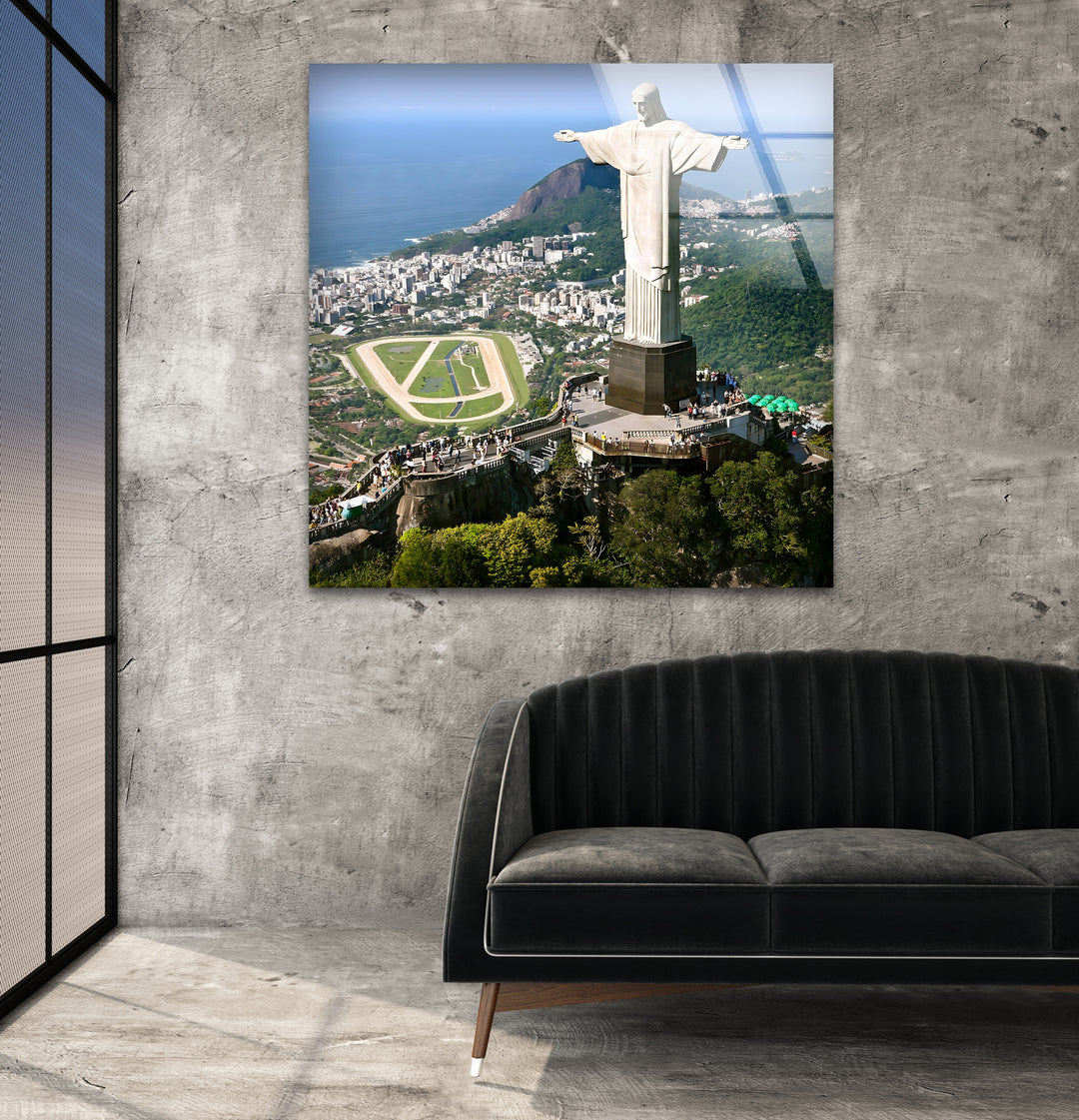 Christ the Redeemer Glass Wall Art – Majestic Rio Landmark with Panoramic View