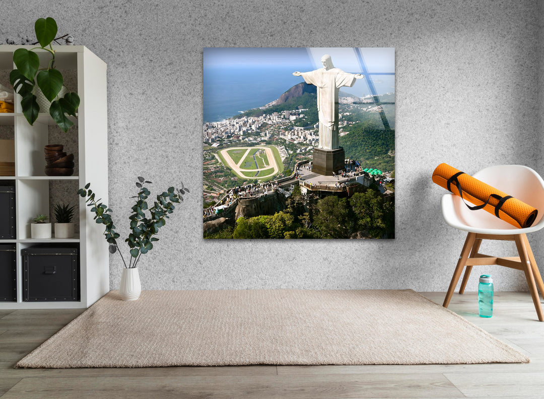 Christ the Redeemer Glass Wall Art – Majestic Rio Landmark with Panoramic View