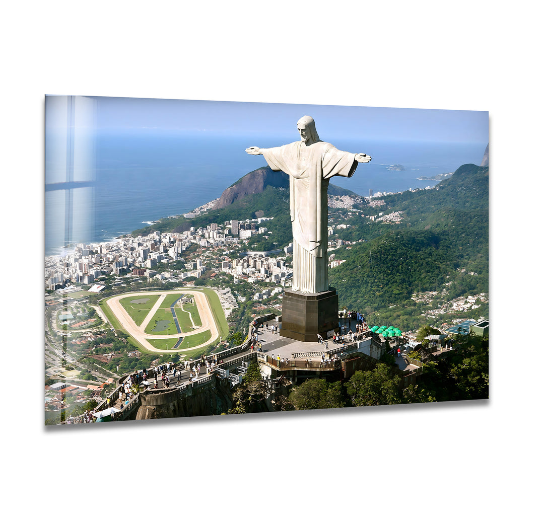 Christ the Redeemer Glass Wall Art – Majestic Rio Landmark with Panoramic View