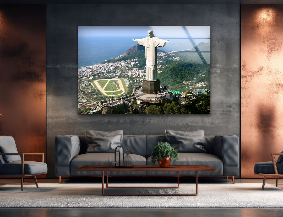 Christ the Redeemer Glass Wall Art – Majestic Rio Landmark with Panoramic View