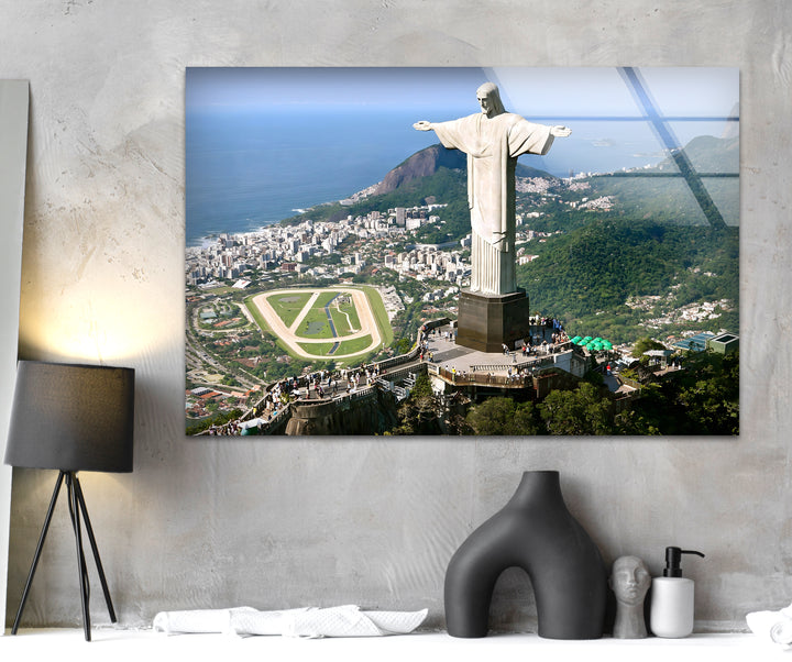 Christ the Redeemer Glass Wall Art – Majestic Rio Landmark with Panoramic View