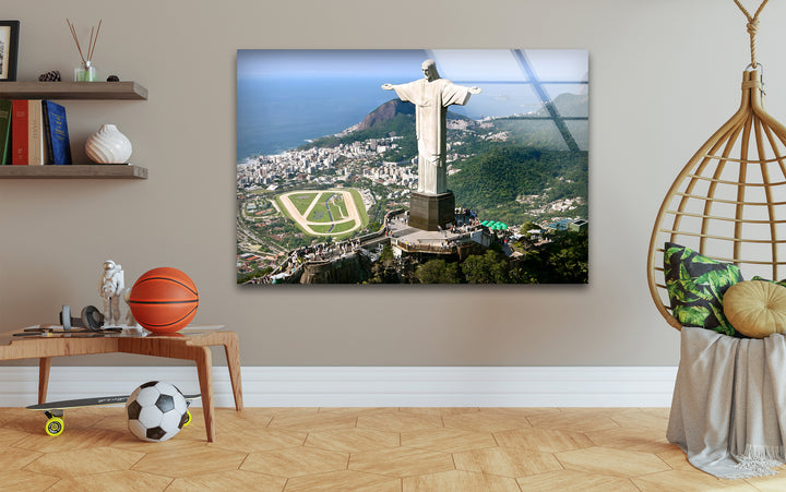 Christ the Redeemer Glass Wall Art – Majestic Rio Landmark with Panoramic View