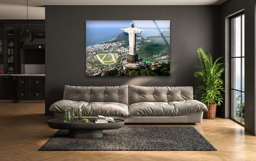 Christ the Redeemer Glass Wall Art – Majestic Rio Landmark with Panoramic View