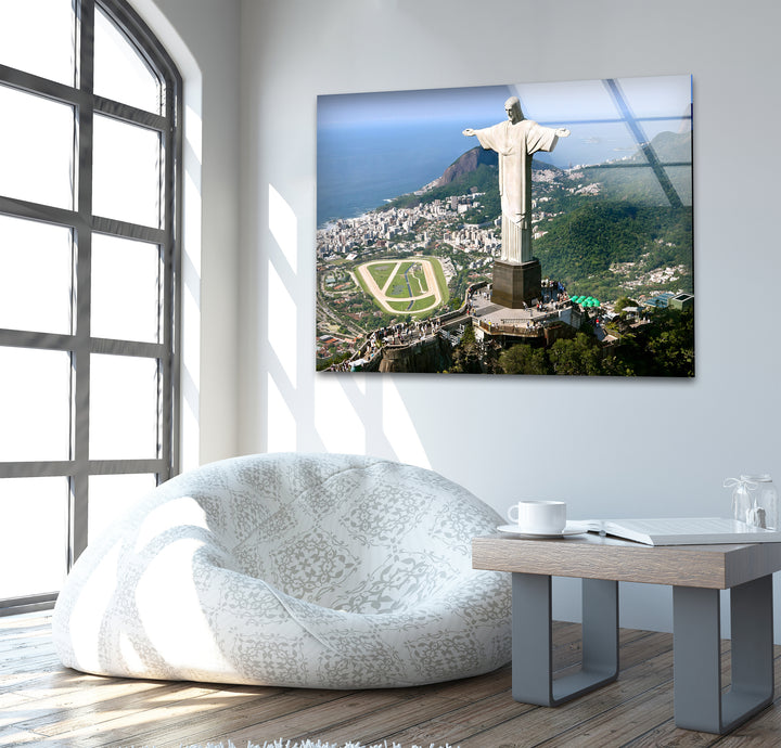 Christ the Redeemer Glass Wall Art – Majestic Rio Landmark with Panoramic View