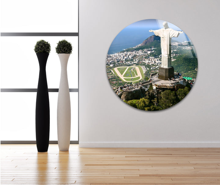 Christ the Redeemer Glass Wall Art – Majestic Rio Landmark with Panoramic View