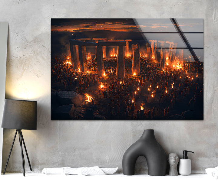 Stonehenge Glass Wall Art - Nighttime Ritual