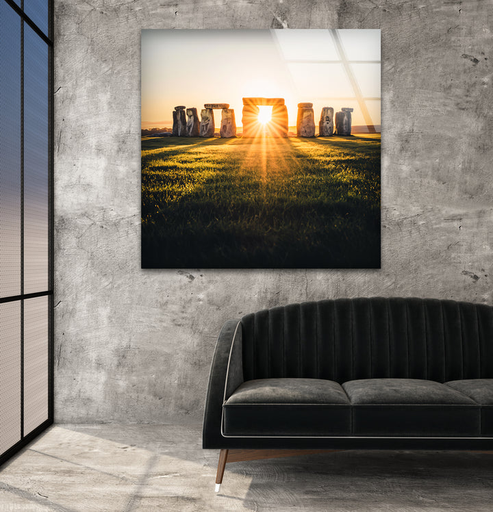 Stonehenge Glass Wall Art - Sunrise Monument