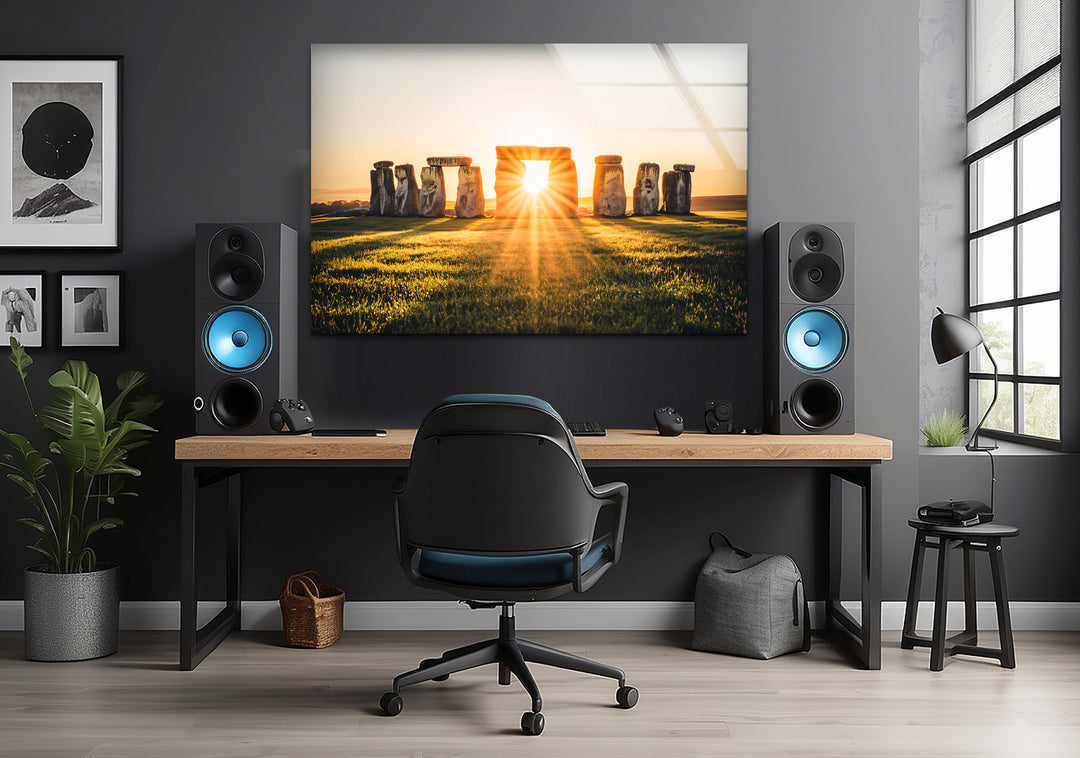 Stonehenge Glass Wall Art - Sunrise Monument