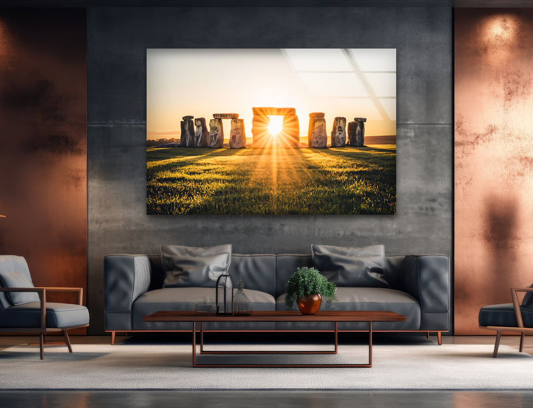 Stonehenge Glass Wall Art - Sunrise Monument