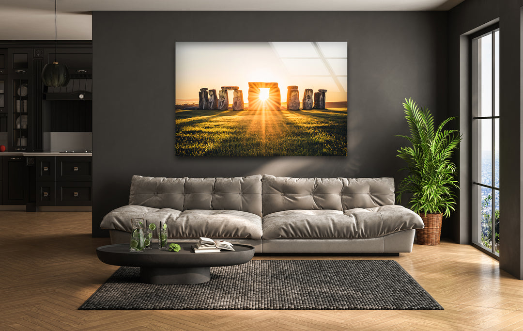 Stonehenge Glass Wall Art - Sunrise Monument