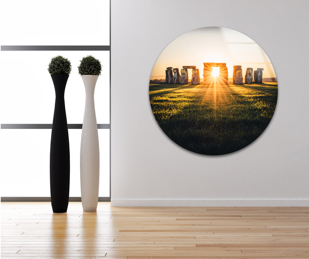 Stonehenge Glass Wall Art - Sunrise Monument