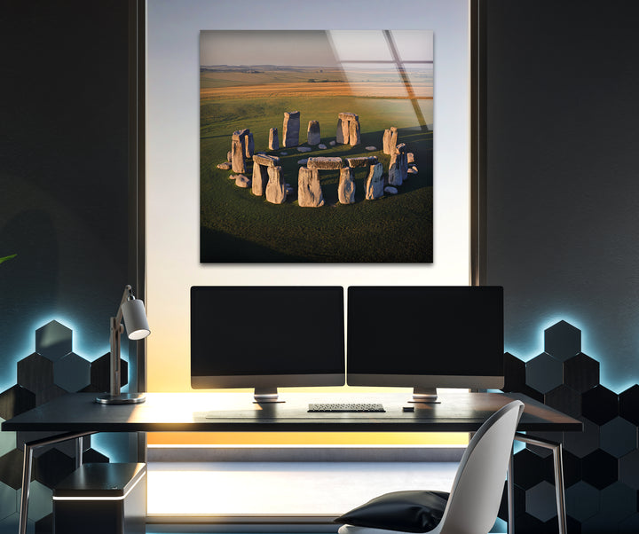 Stonehenge Aerial View Glass Wall Art – Iconic Ancient Wonder