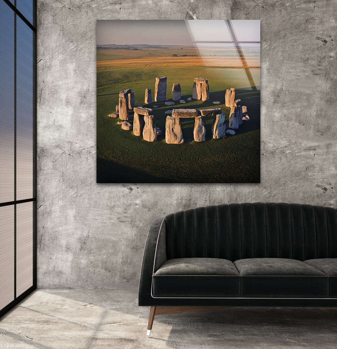 Stonehenge Aerial View Glass Wall Art – Iconic Ancient Wonder