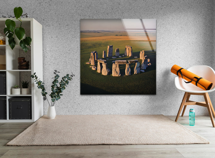 Stonehenge Aerial View Glass Wall Art – Iconic Ancient Wonder