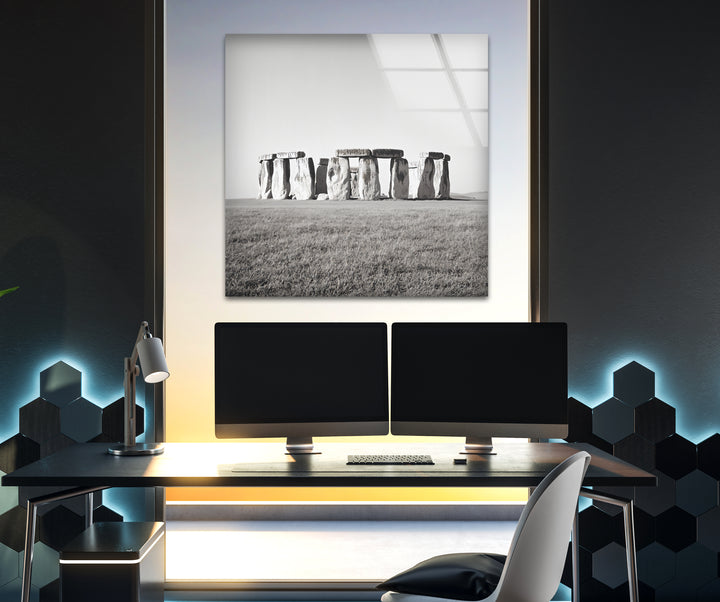 Stonehenge Black & White Wall Art - Glass Kitchen Backsplash