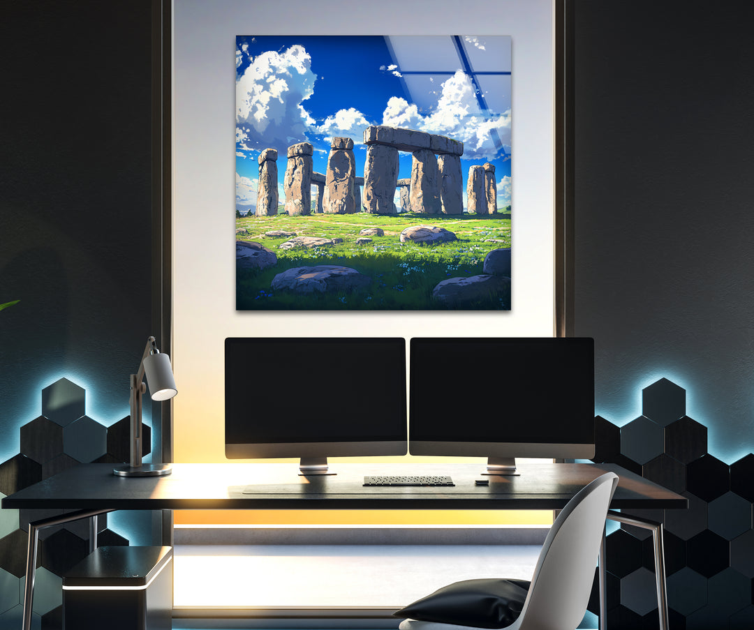 Stonehenge Glass Wall Art - Scenic Daylight