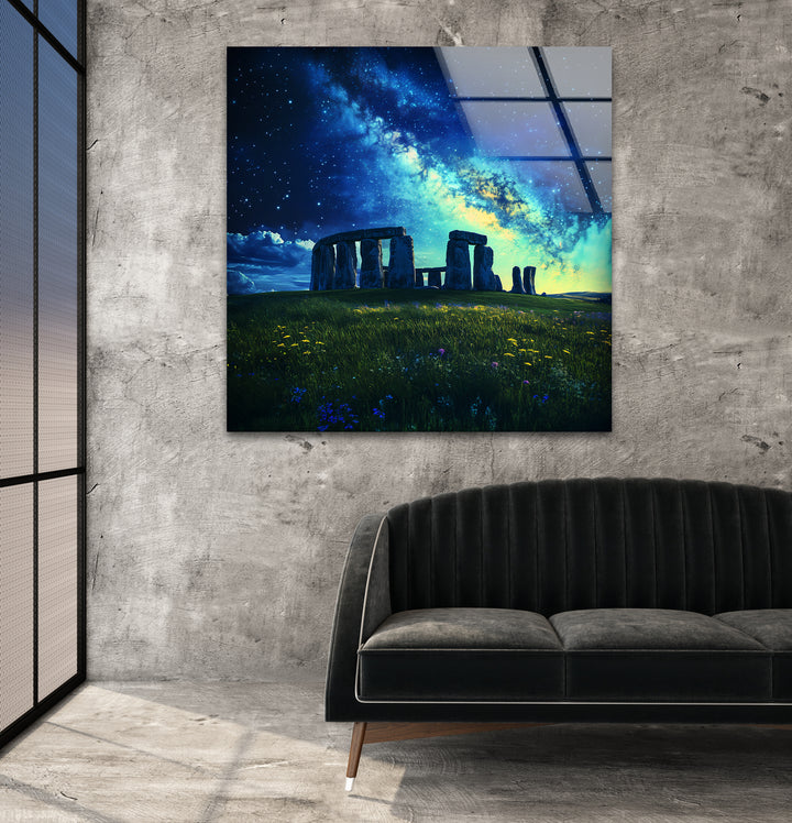 Stonehenge Glass Wall Art - Stargazing Monument