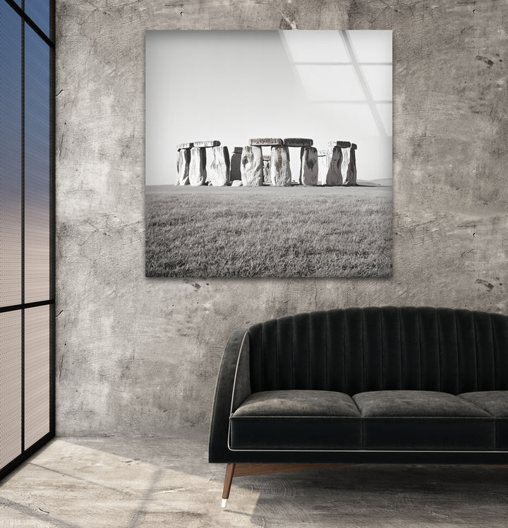 Stonehenge Black & White Wall Art - Glass Kitchen Backsplash